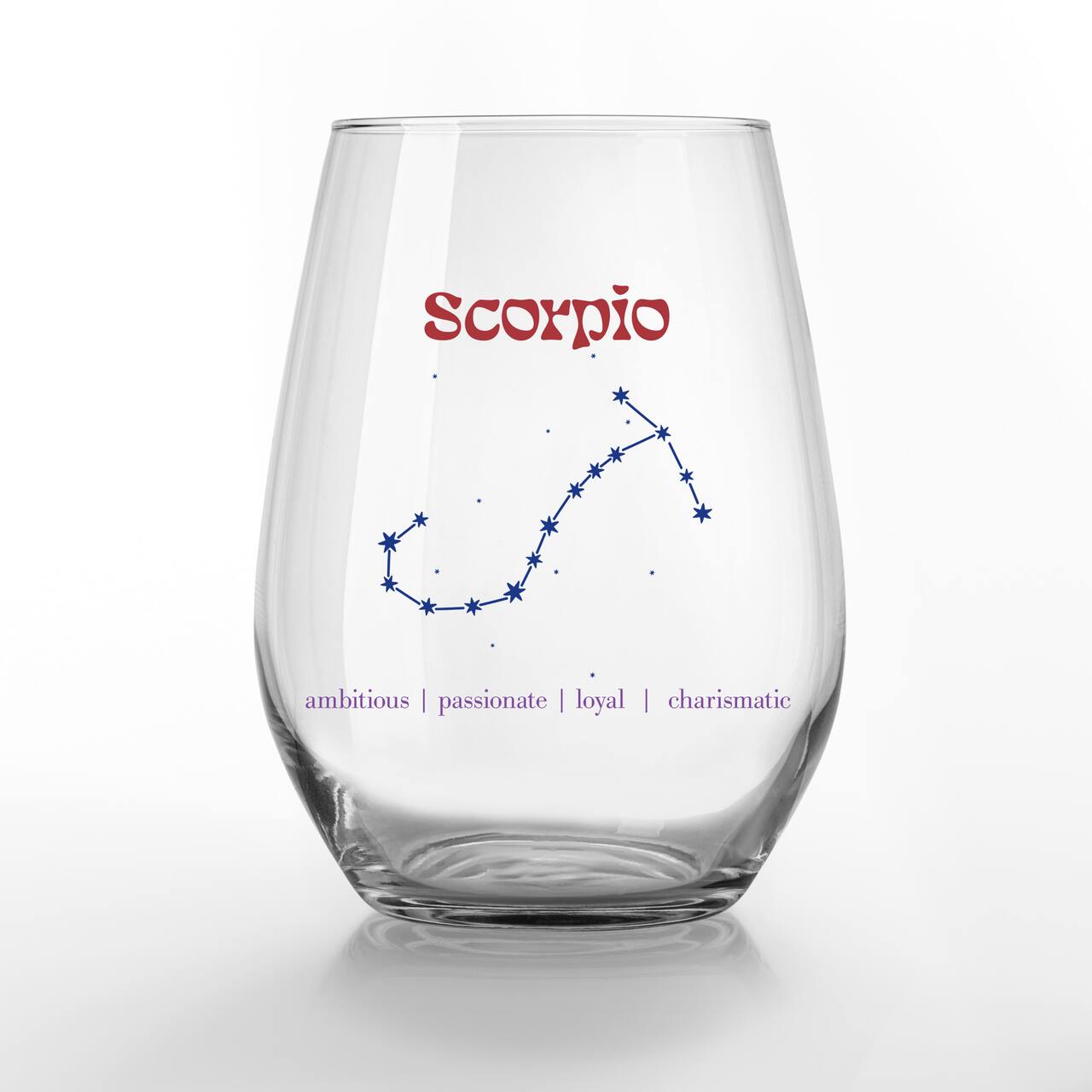 15oz. Retro Scorpio Horoscope Printed Stemless Wine Glass